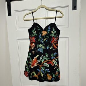 Floral Embroidered Black Dress